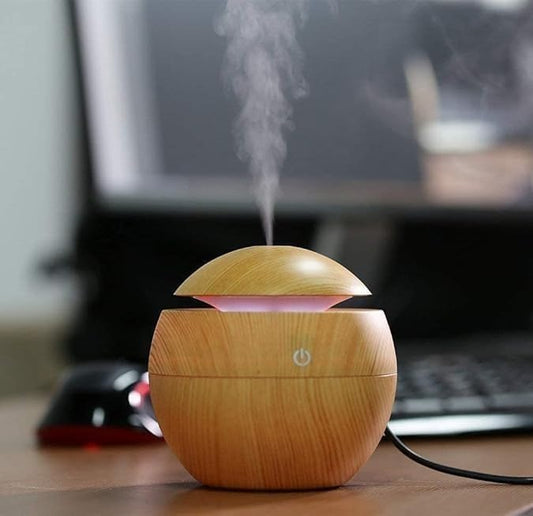 Wooden Ultrasonic Cool Mist Humidifier | Essential Oil Humidifier | Quiet Air Humidifier for Home & Office | Electric Mist Maker for Room Moisture | Decorative Wooden Design-Wooden