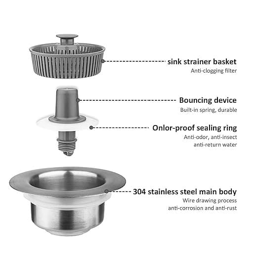 Sink Strainer Kitchen 3 in 1 Sink Drain Strainer Stopper Set Sink Jali Filter Stopper Drainer for Washing Basin