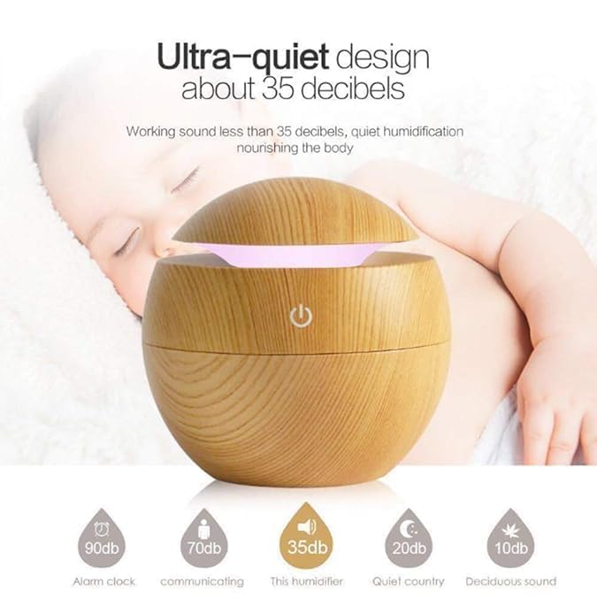 Wooden Ultrasonic Cool Mist Humidifier | Essential Oil Humidifier | Quiet Air Humidifier for Home & Office | Electric Mist Maker for Room Moisture | Decorative Wooden Design-Wooden