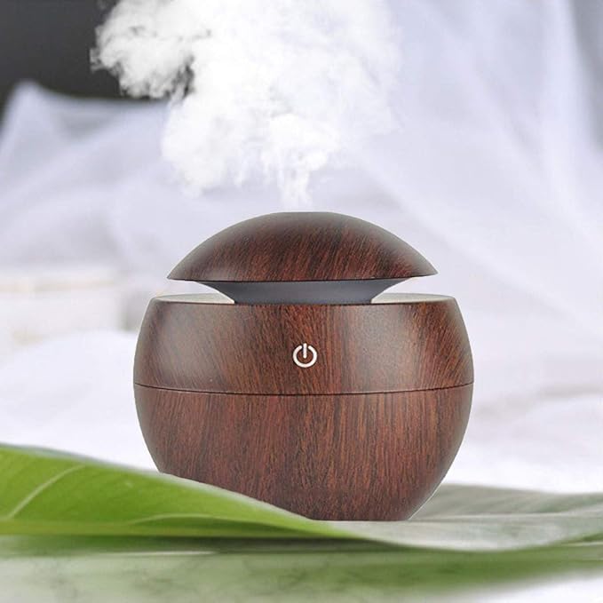 Wooden Ultrasonic Cool Mist Humidifier | Essential Oil Humidifier | Quiet Air Humidifier for Home & Office | Electric Mist Maker for Room Moisture | Decorative Wooden Design-Wooden