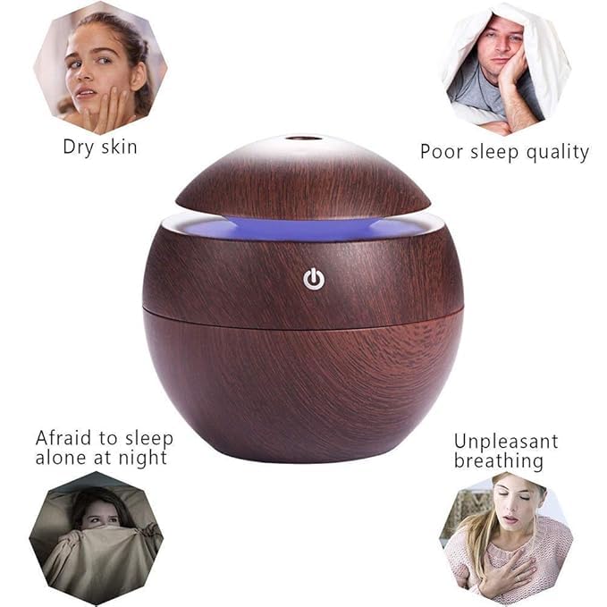 Wooden Ultrasonic Cool Mist Humidifier | Essential Oil Humidifier | Quiet Air Humidifier for Home & Office | Electric Mist Maker for Room Moisture | Decorative Wooden Design-Wooden