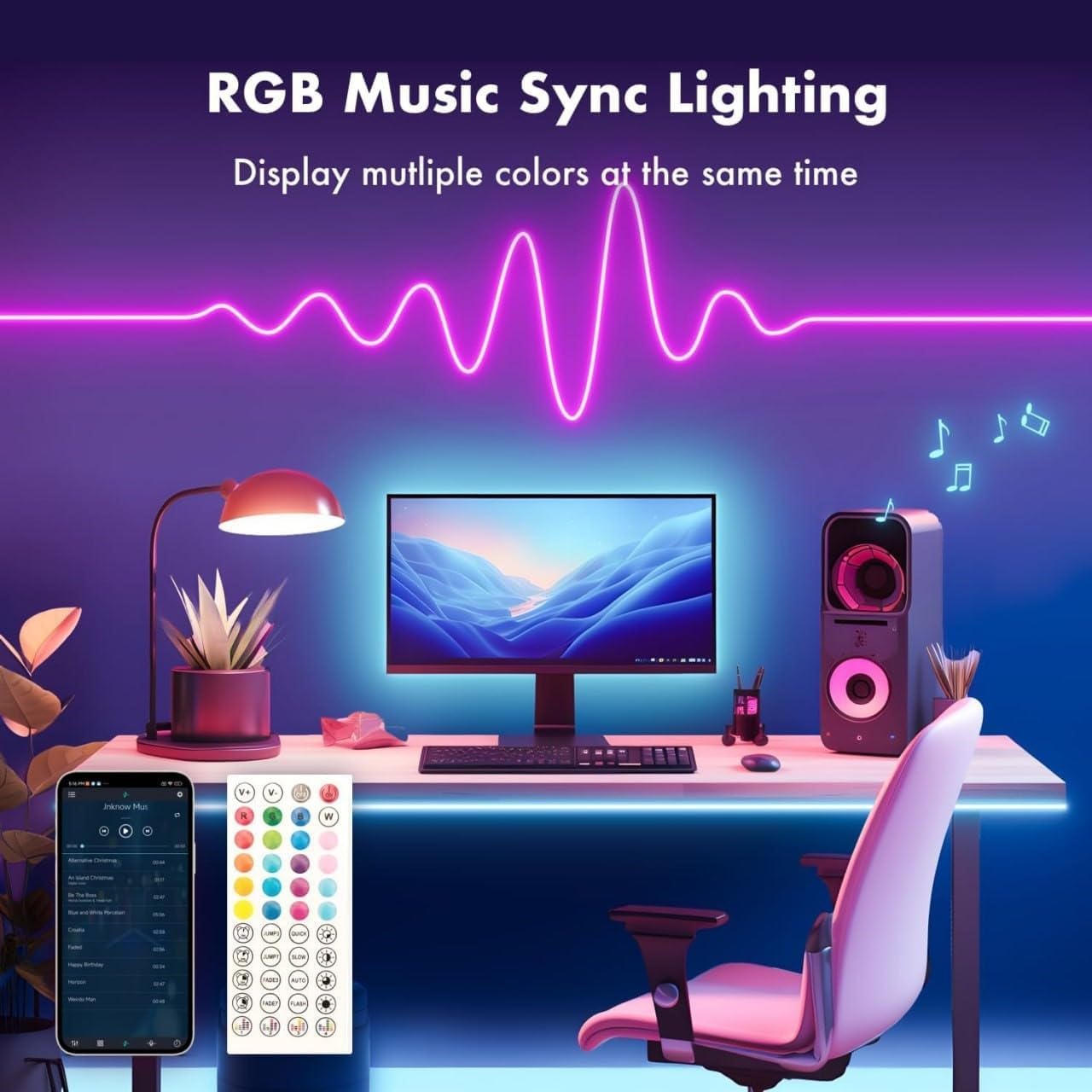 5 Meter Smart Neon Strip Lights | Neon Rope Lights | RGB LED Strip Lights | App Control Smart Neon Strip Lights | Music Sync RGB Lights | Multicolor LED Lights