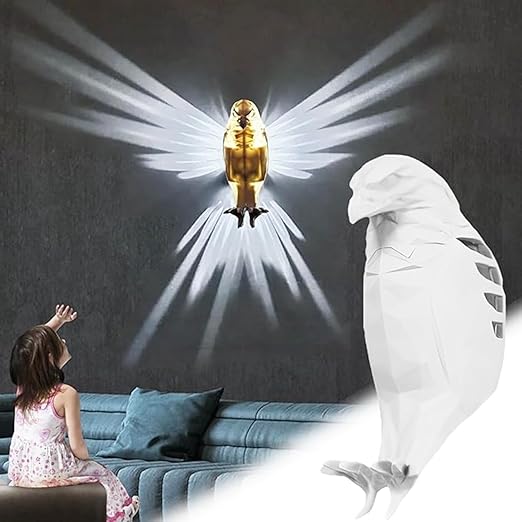 Eagle Shape Projector Light 3D Bird Wall Lamp Bald Eagle Wall Light Plug Into Eagle Shadow Lamp for Study, Bedroom, Dining Room, Stairway, Hallway Home Decoration White Color 1 Pcs