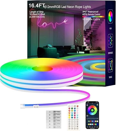 5 Meter Smart Neon Strip Lights | Neon Rope Lights | RGB LED Strip Lights | App Control Smart Neon Strip Lights | Music Sync RGB Lights | Multicolor LED Lights