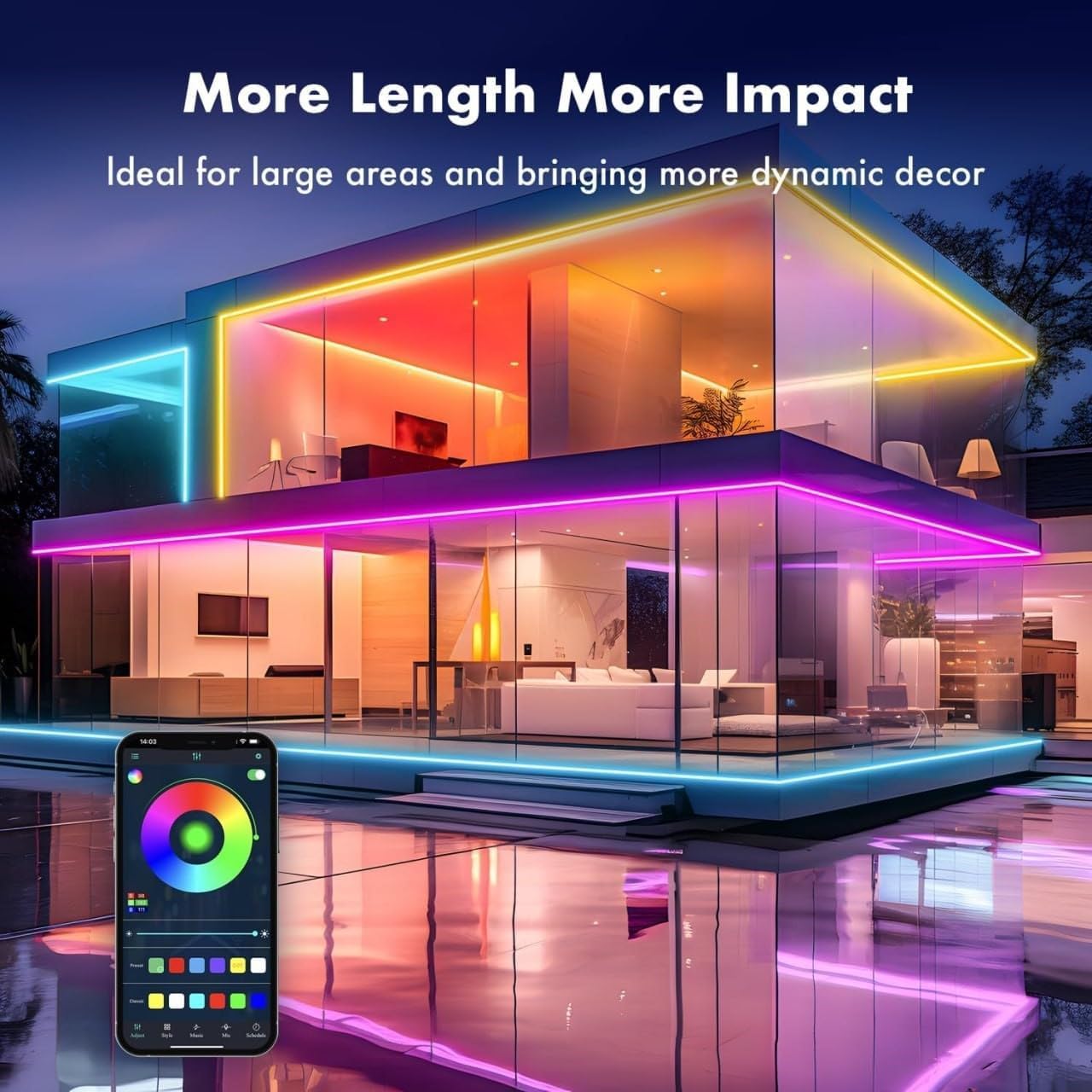 5 Meter Smart Neon Strip Lights | Neon Rope Lights | RGB LED Strip Lights | App Control Smart Neon Strip Lights | Music Sync RGB Lights | Multicolor LED Lights