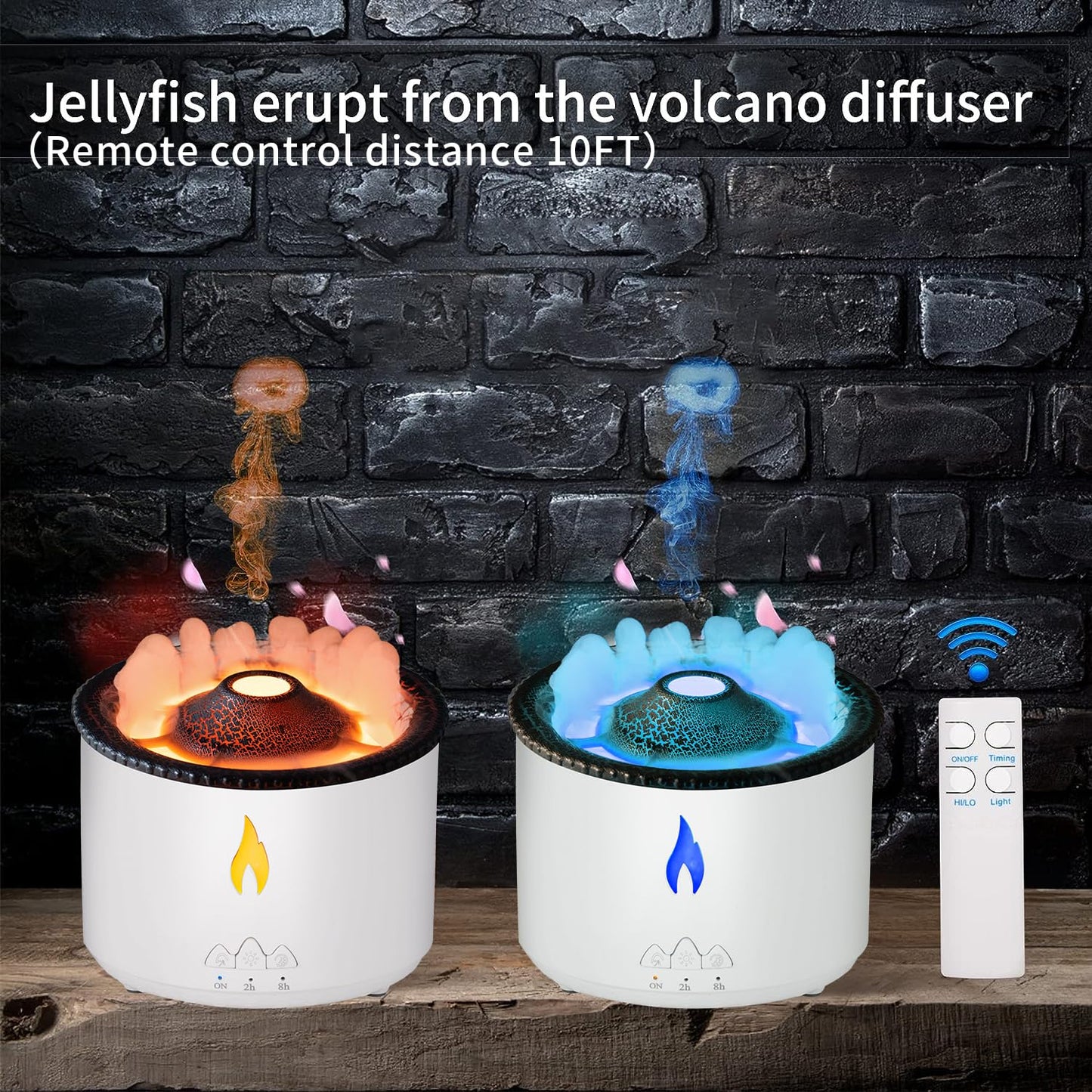 Humidifier for Home, Flame Diffuser Atmosphere Light Humidifier Portable Noiseless Aroma Aromatherapy Machine, Auto Shut-Off (Valcano)Plastic